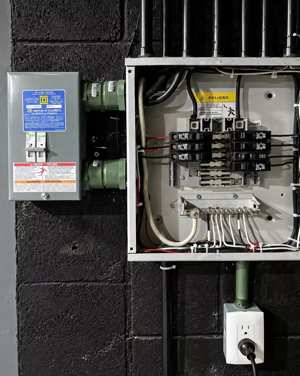 Gabinete y tablero eléctrico abiertos para revisión de dictamen